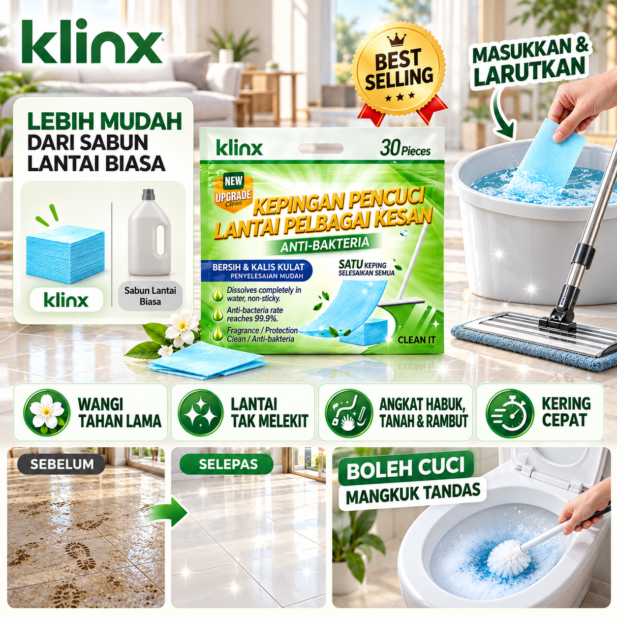 Klinx Tisu Lantai Magic 30 keping